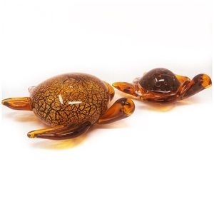 NEW Amber Brown Sea Turtle Set Table Accent